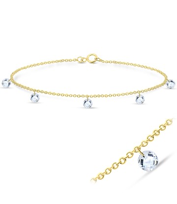 Gold Plated Glittering Round Crystal Anklet ANK-251-5-GP